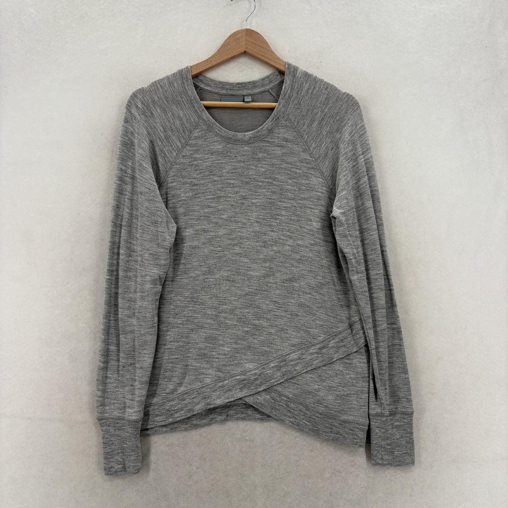 Athleta Criss Cross Sweatshirt Womens Medium Gray Nirvana Modal Raglan Athletic